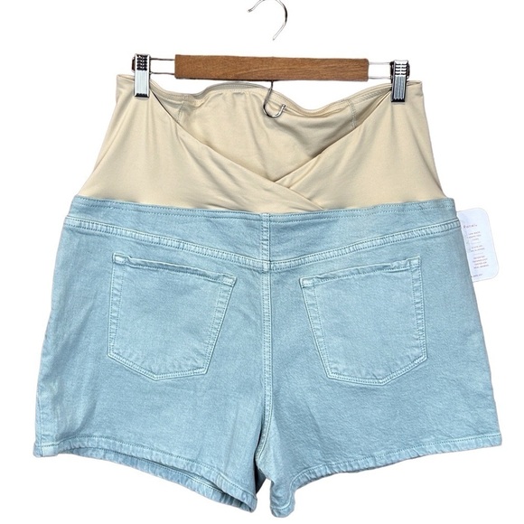 Isabel Maternity Midi Jean W/Crossover Panel Short size-12/31 NWT - Picture 2 of 10